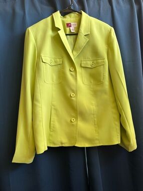 JM Collection Bright Lime Green Women's Blazer Jacket